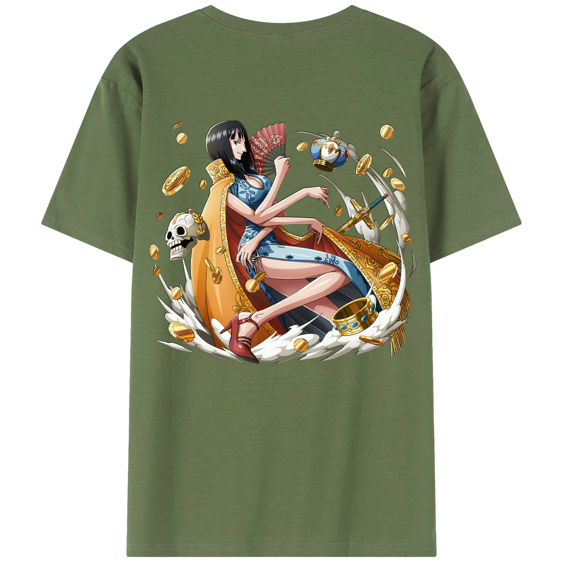 ワンピース ニコ・ロビン ONE PIECE Nico Robin 綿100％ メンズ半袖Tシャツ（バックプリント） 通気性